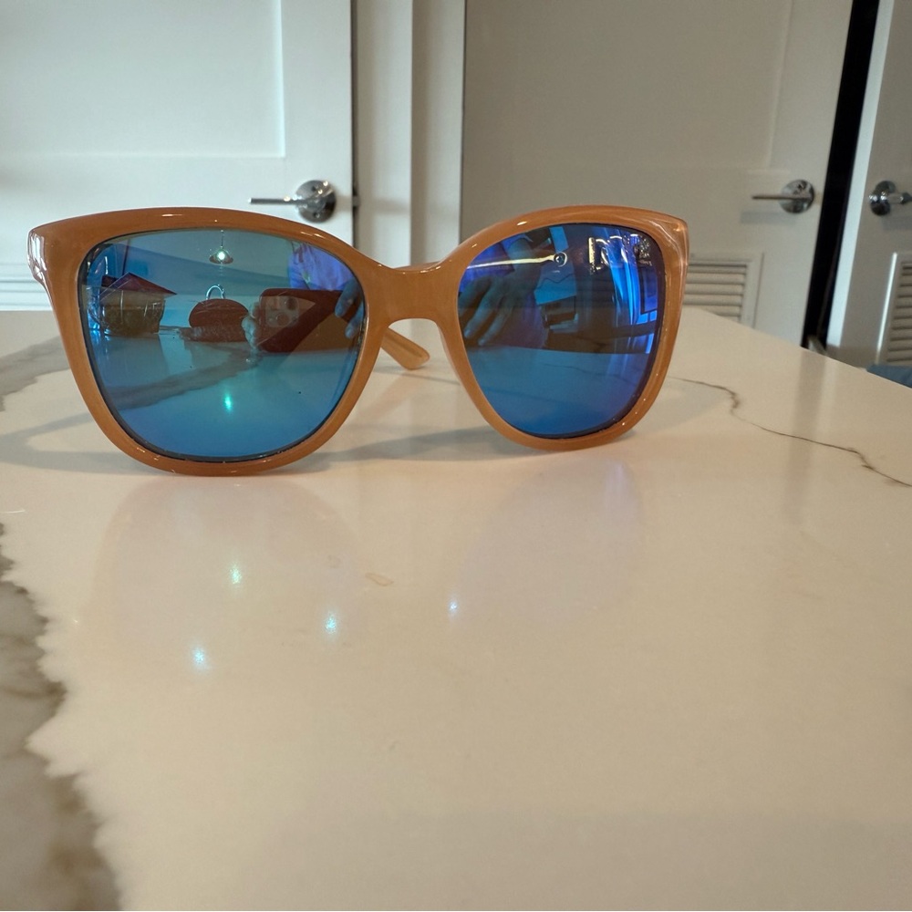 Guess Women's Sunglasses - Translucent Coral Frame with Blue Lense